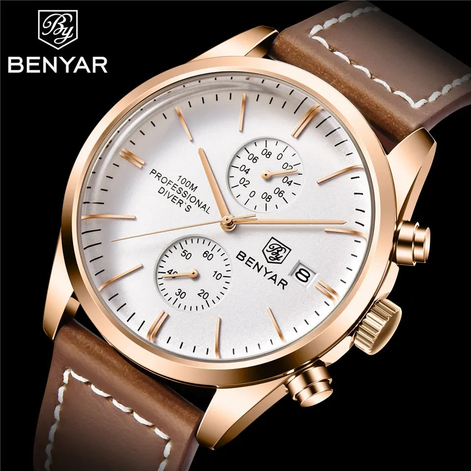 Benyar Insider Chronograph BY5187-M Quartz Leather Watch for Men