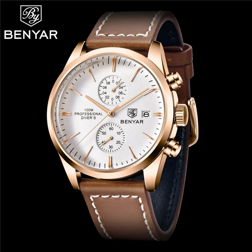 Benyar Insider Chronograph BY5187-M Quartz Leather Watch for Men