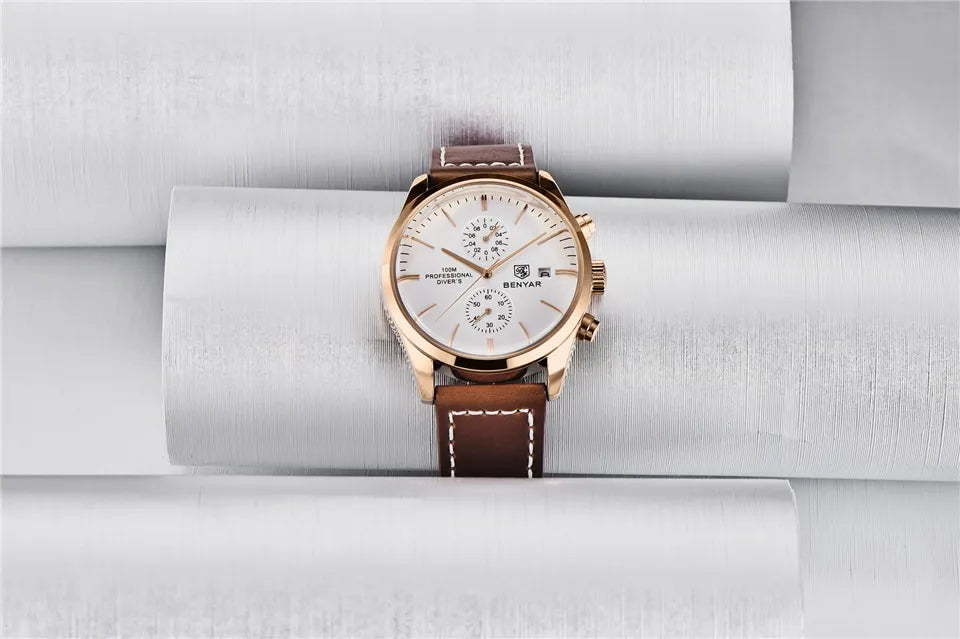 Benyar Insider Chronograph BY5187-M Quartz Leather Watch for Men