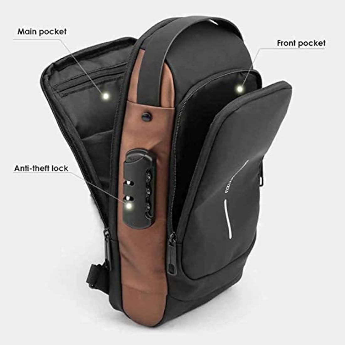 Men Anti Theft, USB Charging, Crossbody Short Travel Sling Bag Pack