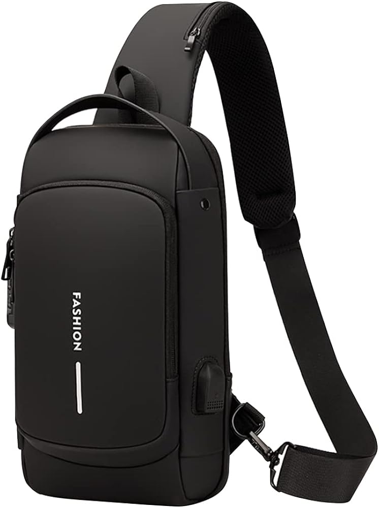 Men Anti Theft, USB Charging, Crossbody Short Travel Sling Bag Pack