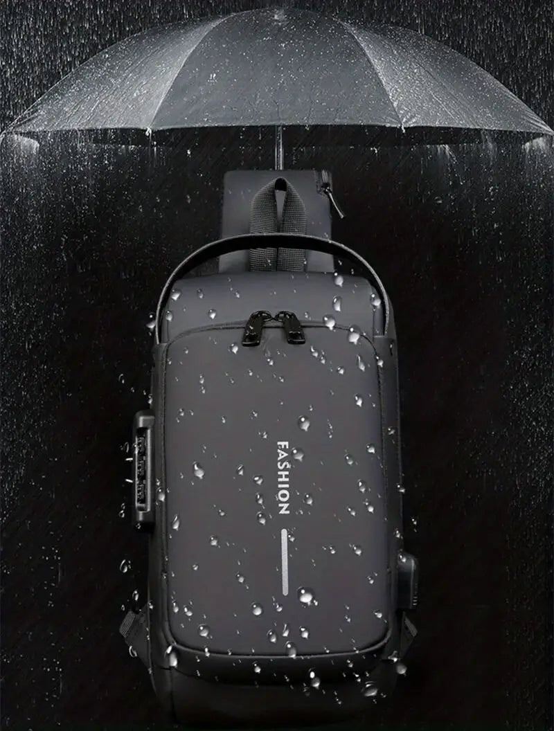 Men Anti Theft, USB Charging, Crossbody Short Travel Sling Bag Pack