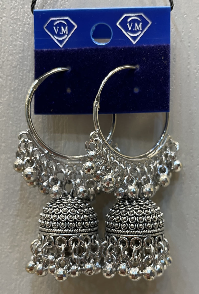 Imported Classical Jhumka Earrings Silver Circles