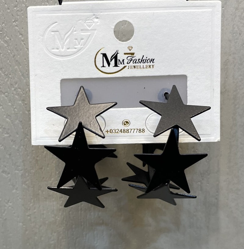 Imported Black Sleek Star Earrings