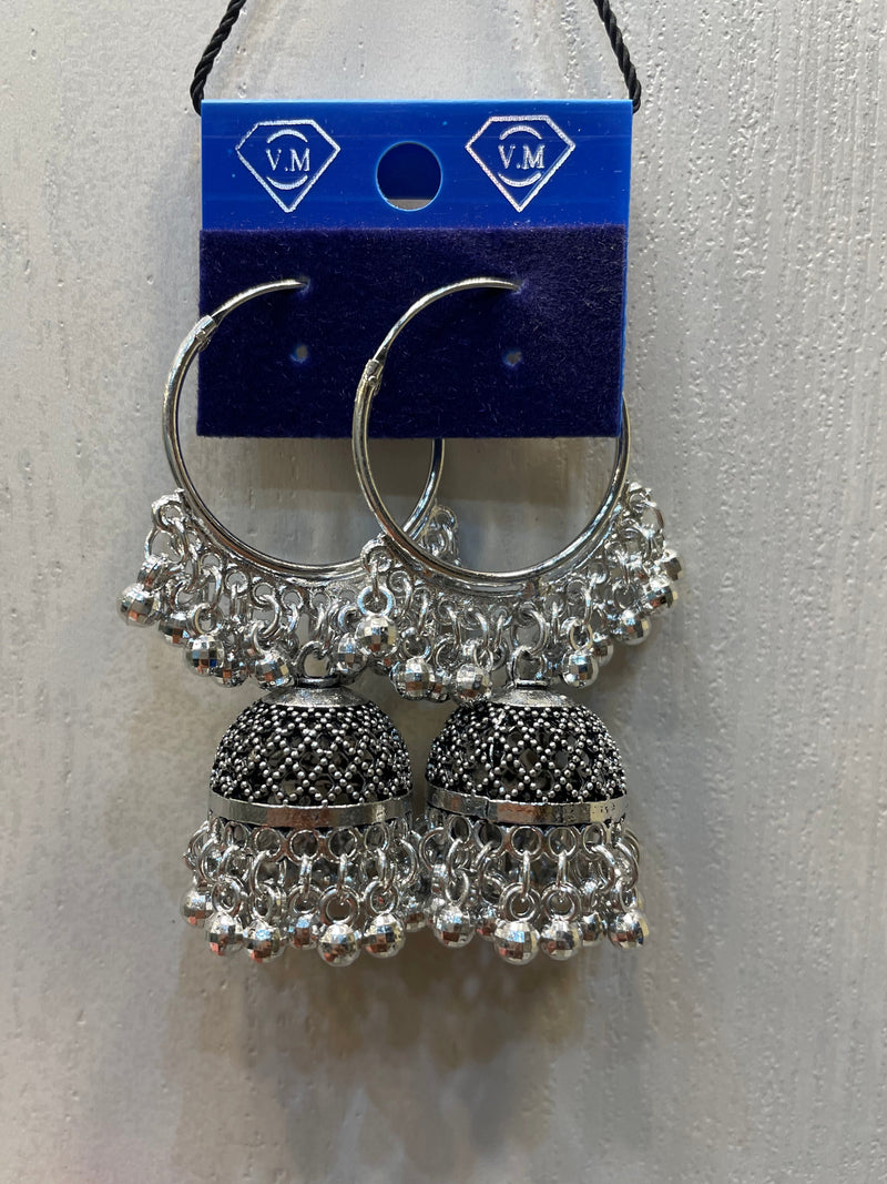 Imported Classical Jhumka Earrings Silver Circle