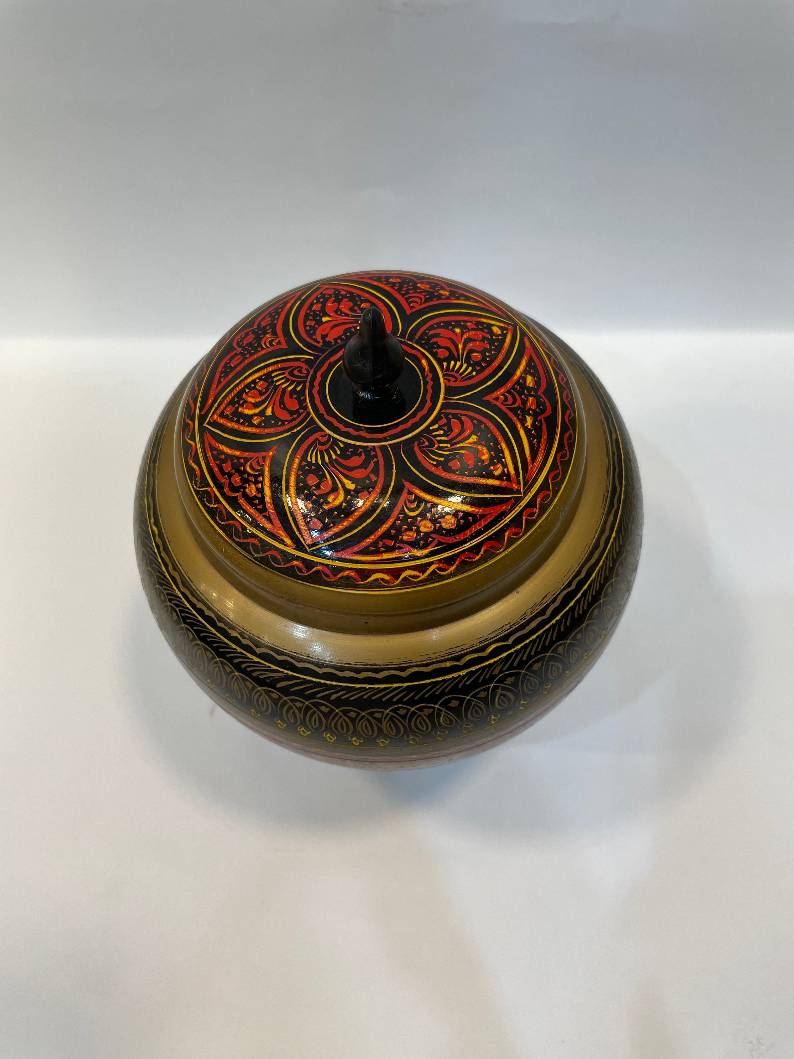 Hand-painted Wooden Candy Jar