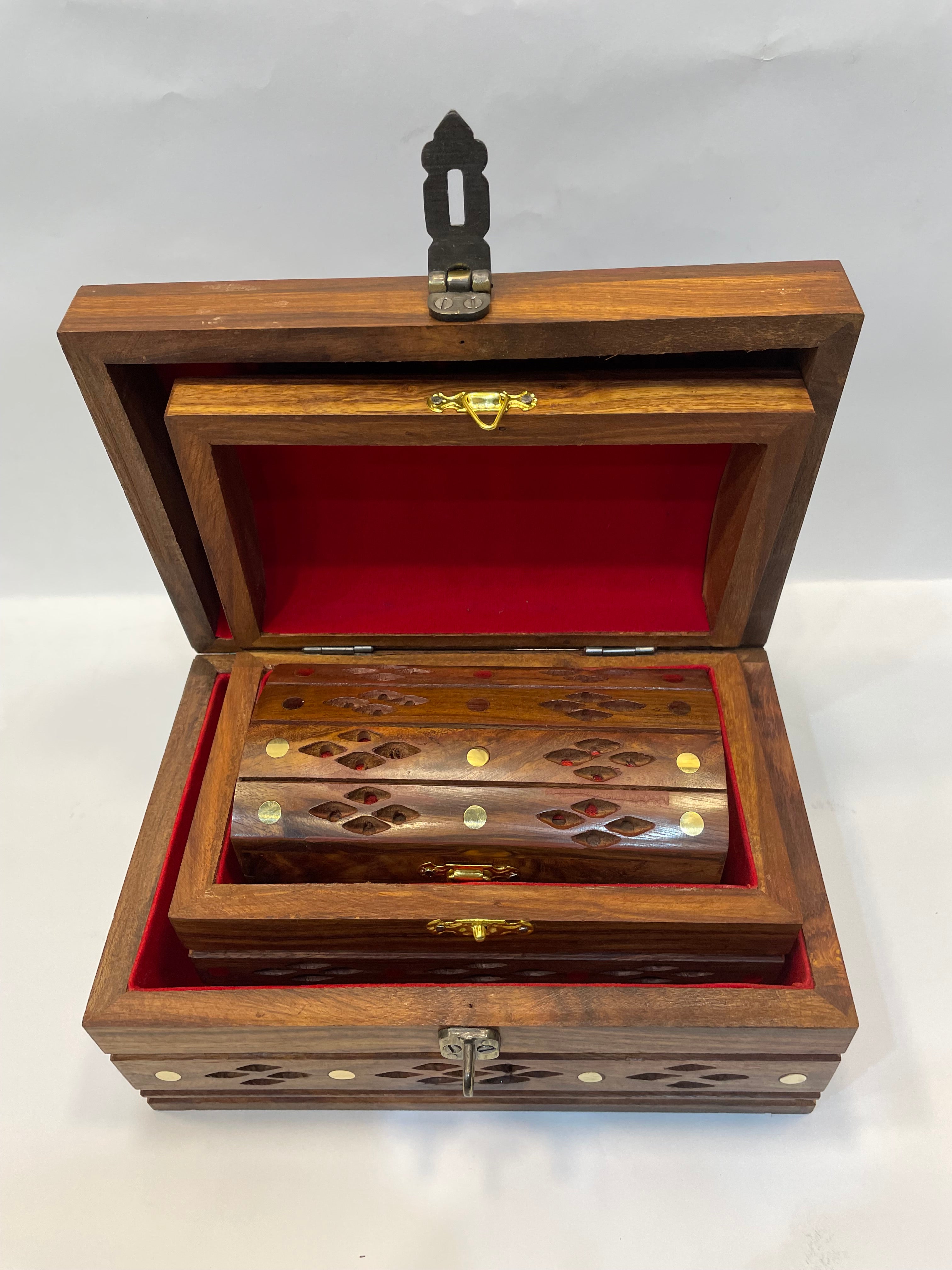 Handcrafted Wooden Jewelry Box Set (3 piece)