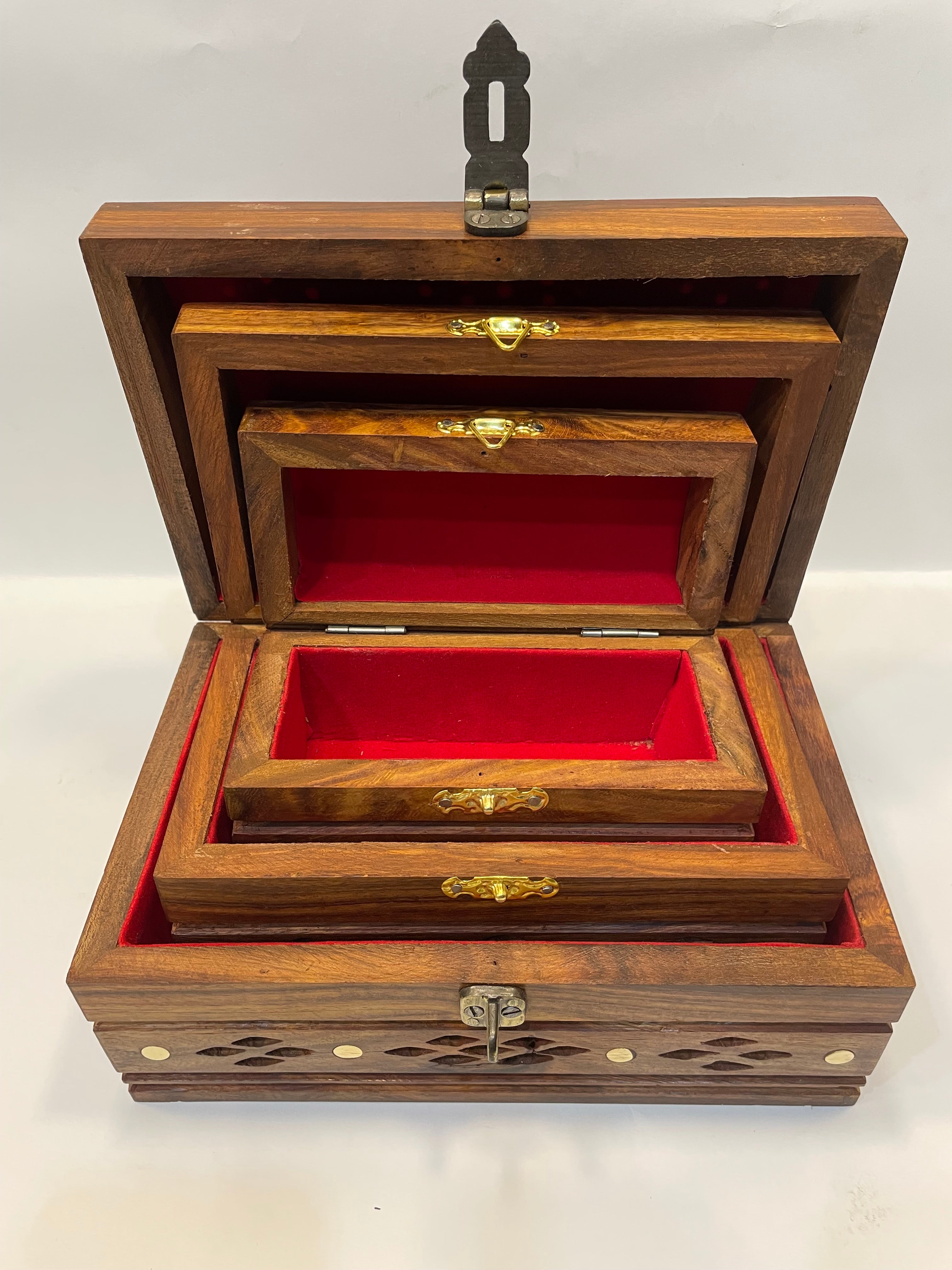 Handcrafted Wooden Jewelry Box Set (3 piece)