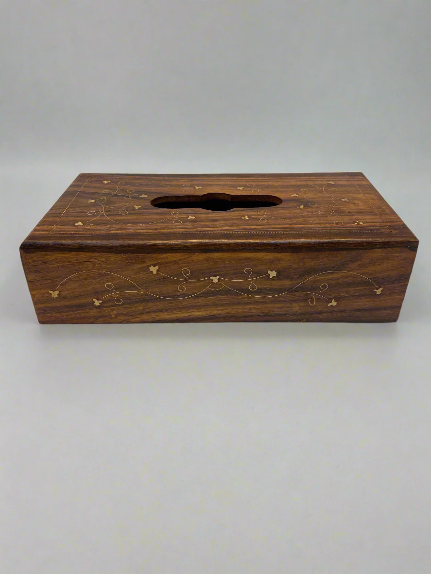 Handcarved Wooden Tissue Box