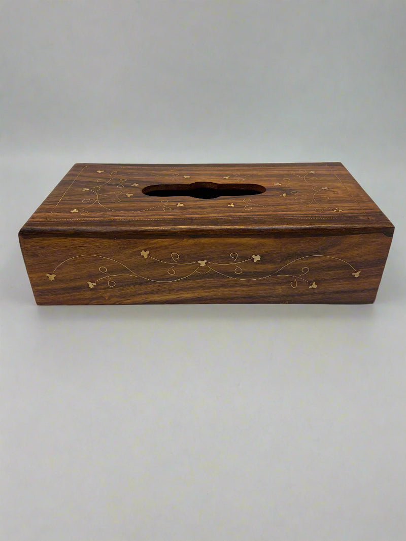 Handcarved Wooden Tissue Box