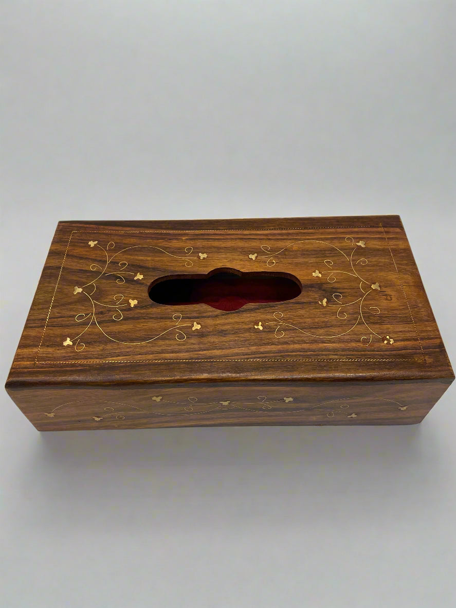 Handcarved Wooden Tissue Box