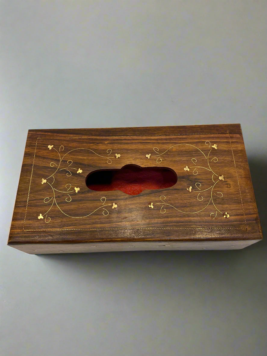 Handcarved Wooden Tissue Box