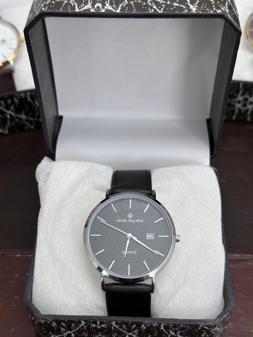 Patek Philippe Slim Leather Strap Watch for Men