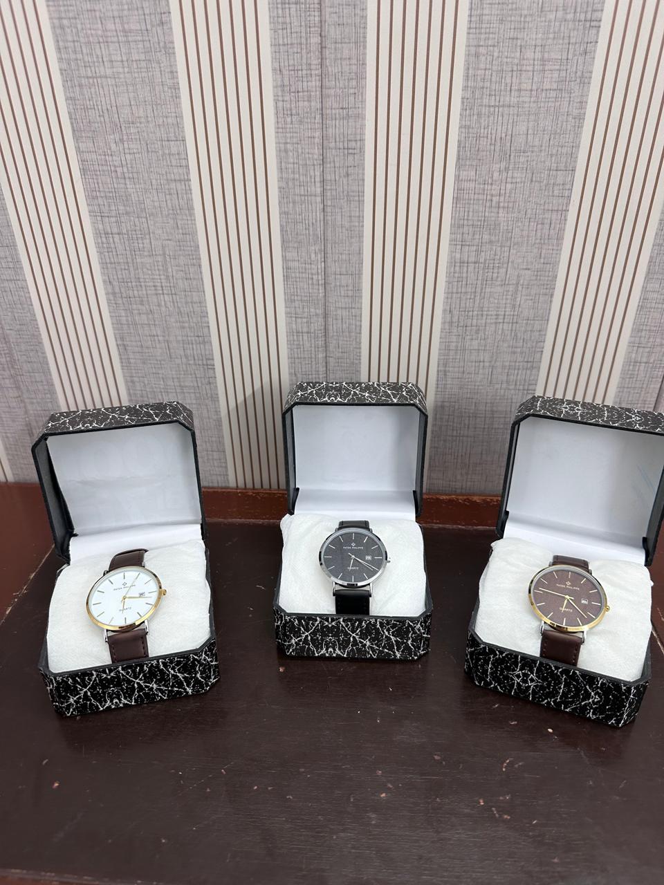 Patek Philippe Slim Leather Strap Watch for Men