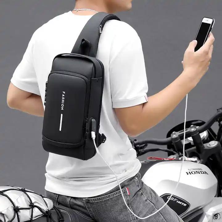 Men Anti Theft, USB Charging, Crossbody Short Travel Sling Bag Pack