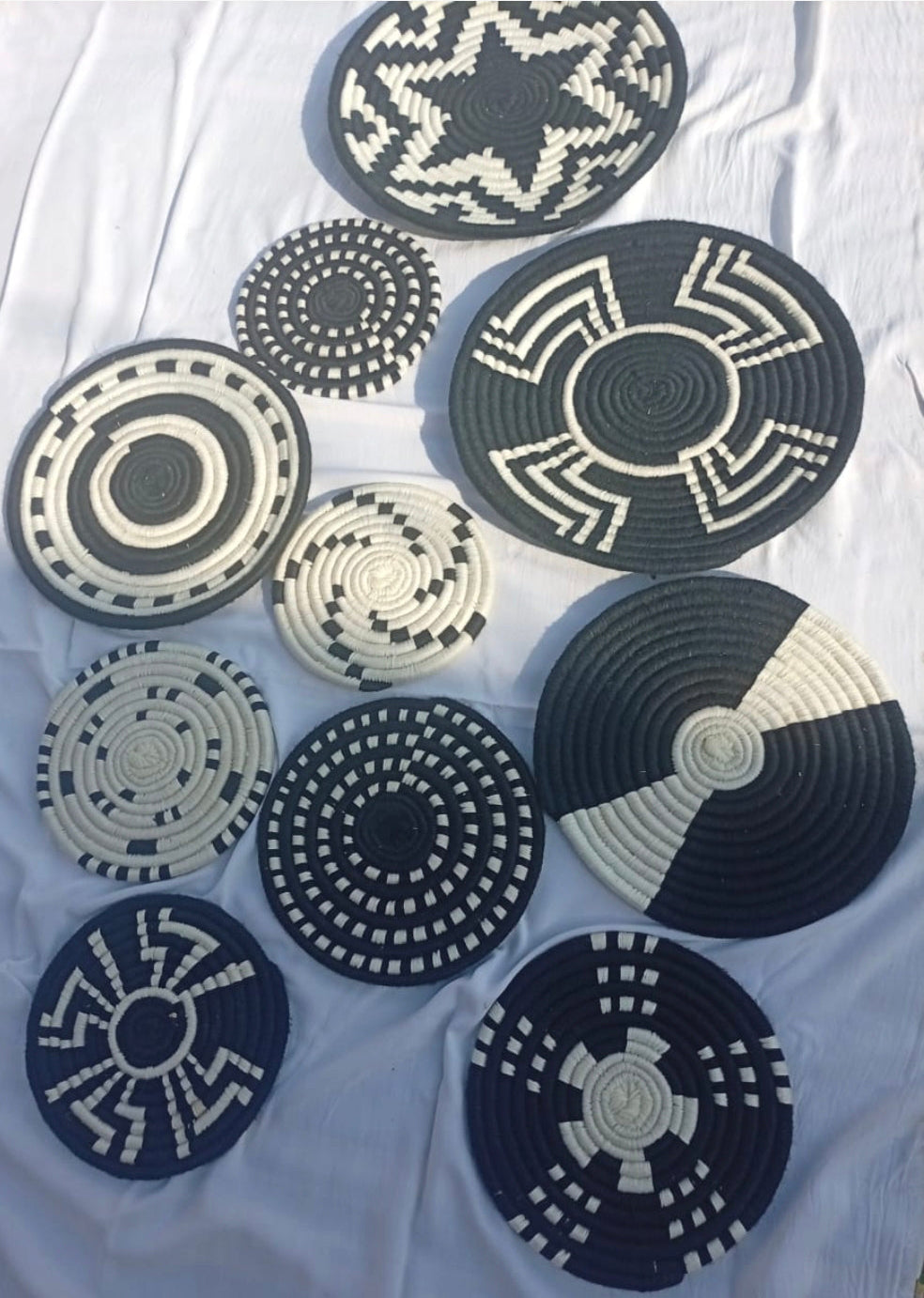 Handwoven Black and White Baskets set (10 piece)