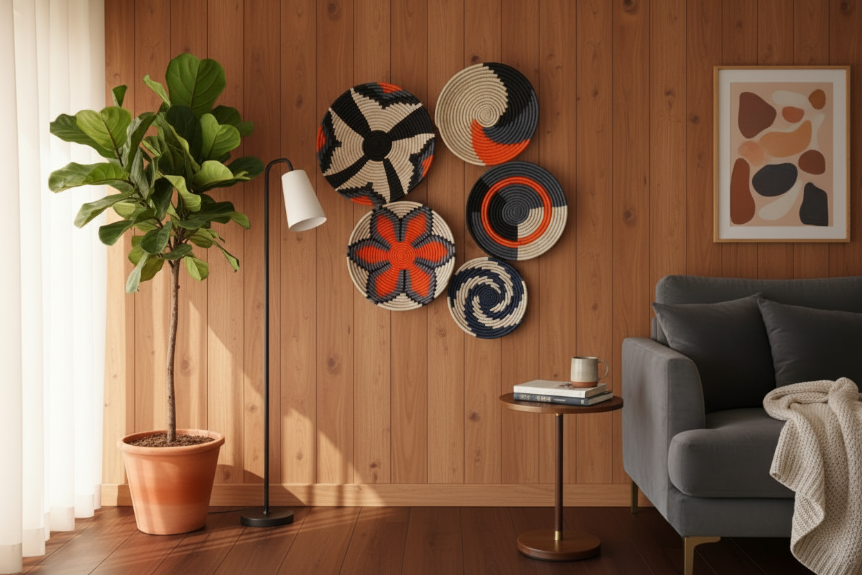 Handwoven Baskets set Multi color (5 piece)