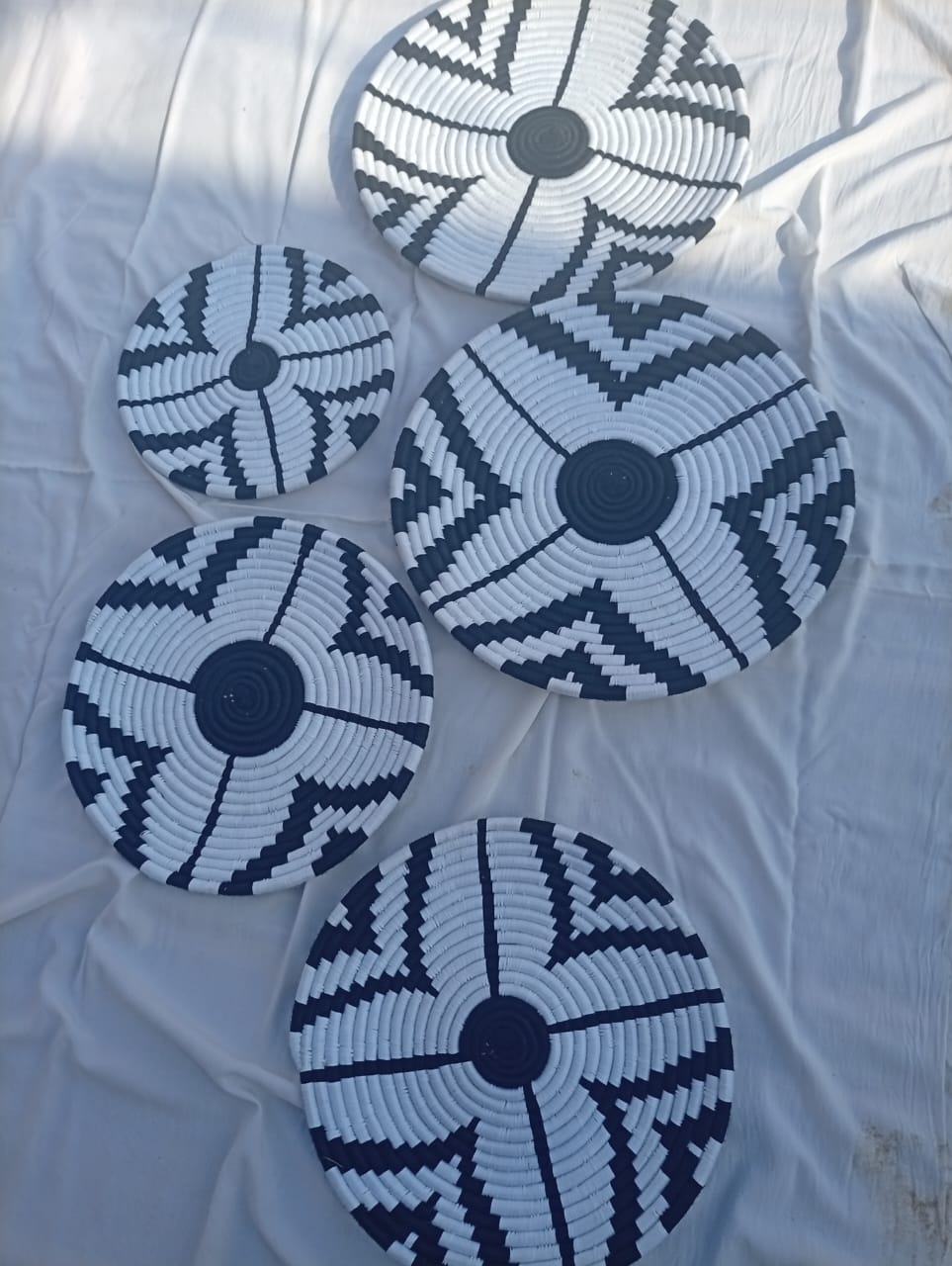 Handwoven Black and White Baskets set (5 piece)