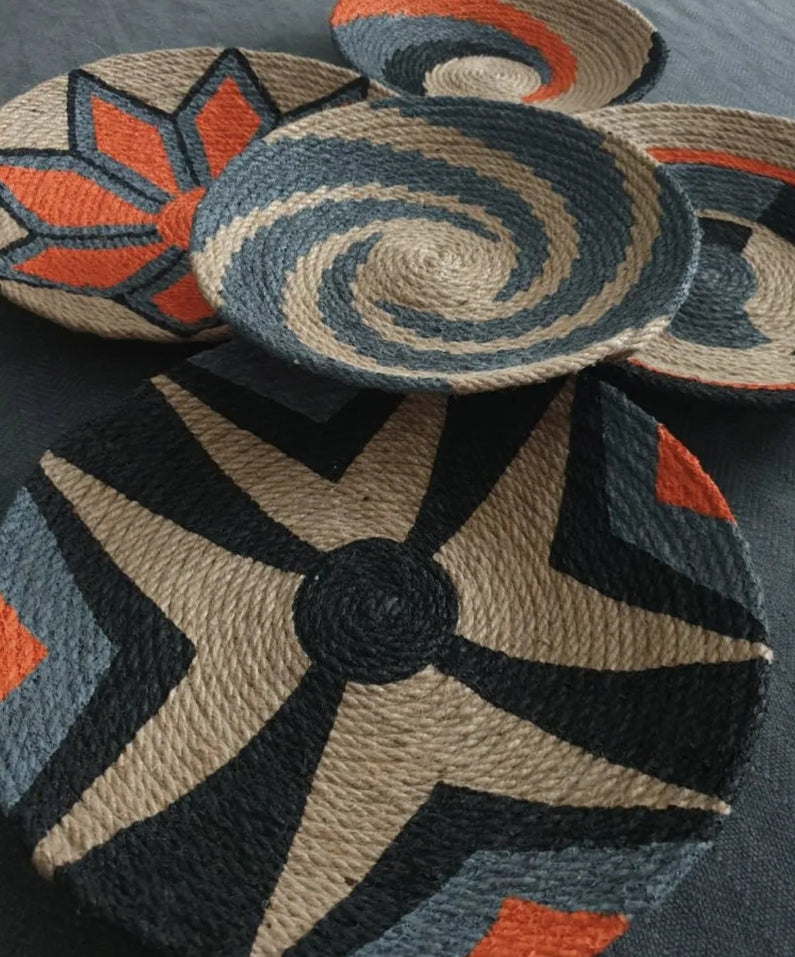 Handwoven Baskets set Multi color (5 piece)