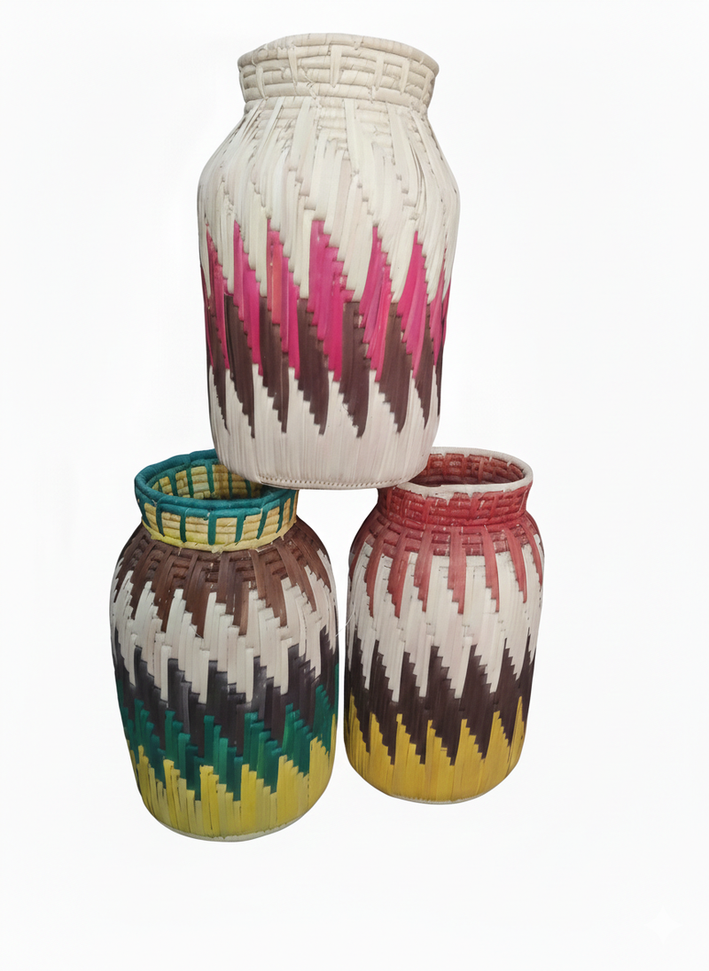 Handwoven Bamboo Bottle Vases (12 inch)