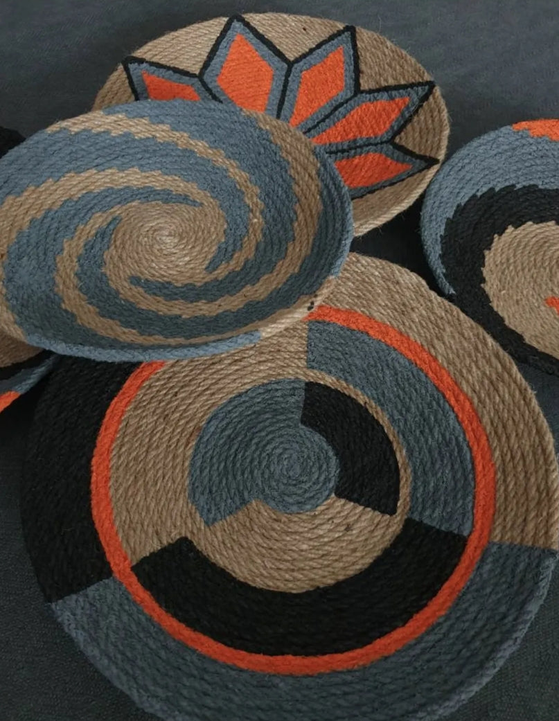 Handwoven Baskets set Multi color (5 piece)