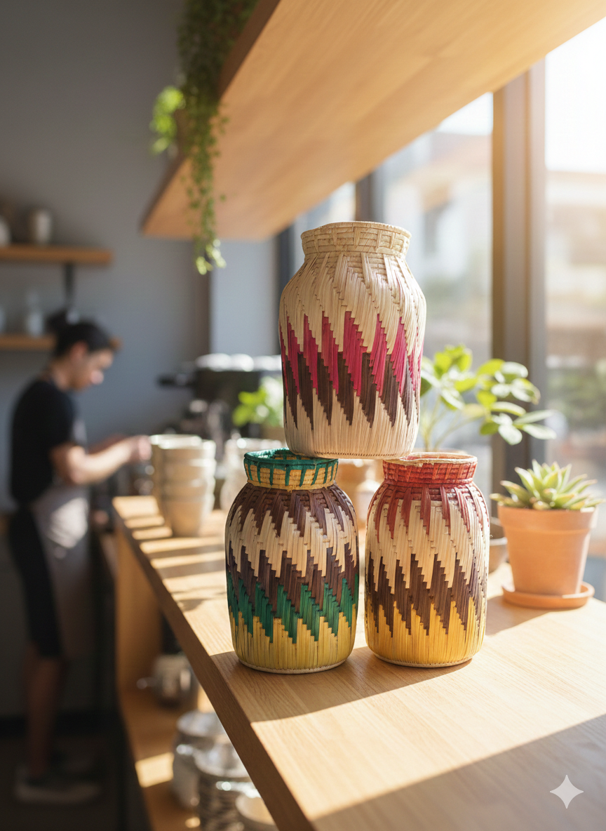 Handwoven Bamboo Bottle Vases (12 inch)