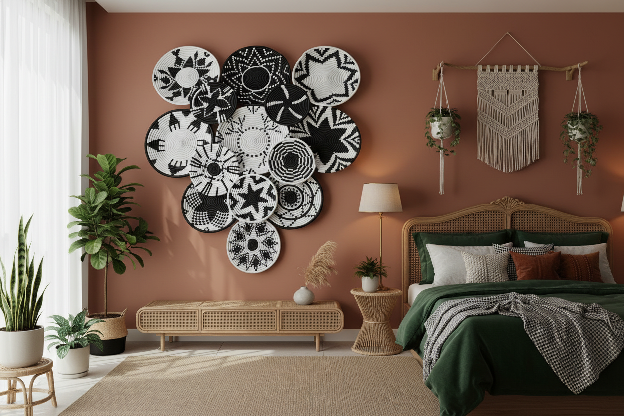 Handwoven Black and White Baskets set (14 piece)