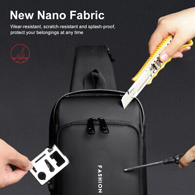 Men Anti Theft, USB Charging, Crossbody Short Travel Sling Bag Pack