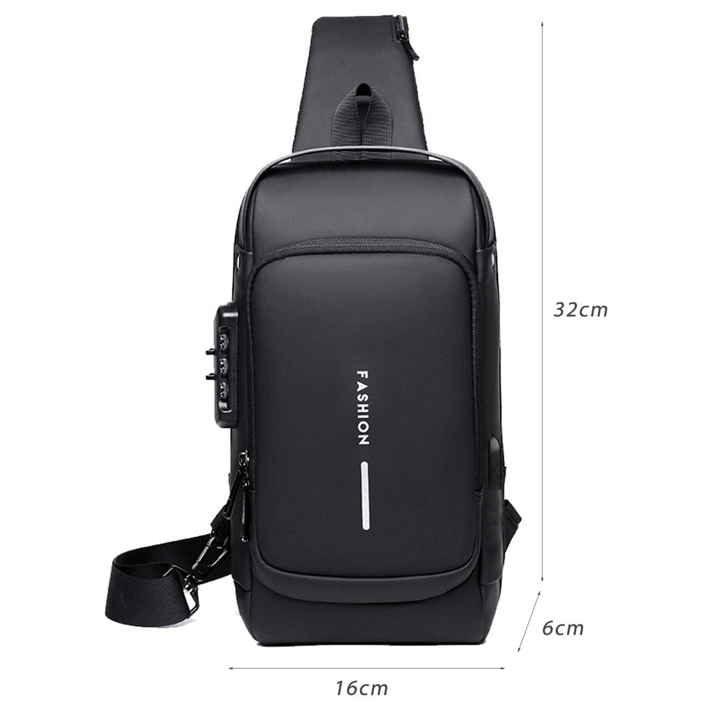 Men Anti Theft, USB Charging, Crossbody Short Travel Sling Bag Pack