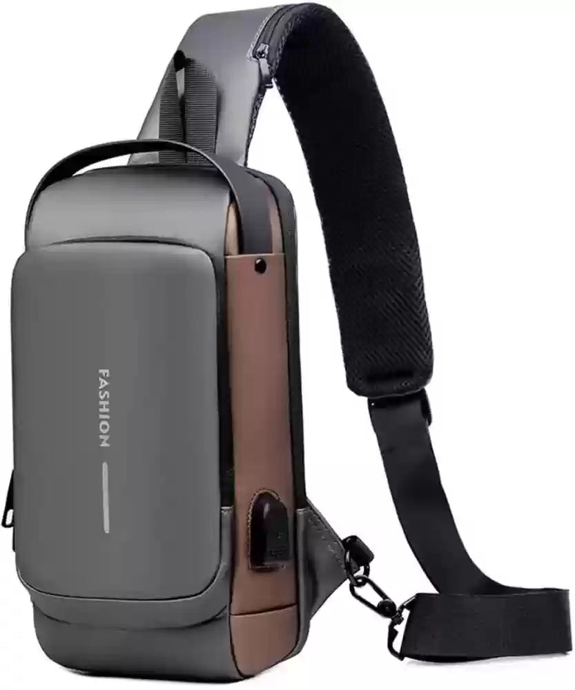 Men Anti Theft, USB Charging, Crossbody Short Travel Sling Bag Pack