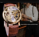 Automatic Skeleton Self Winding Genuine Leather Strap Watch