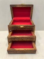 Ornate Carved Wooden Jewelry Box