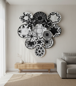 Handwoven Black and White Baskets set (14 piece)