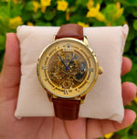 Automatic Skeleton Self Winding Genuine Leather Strap Watch